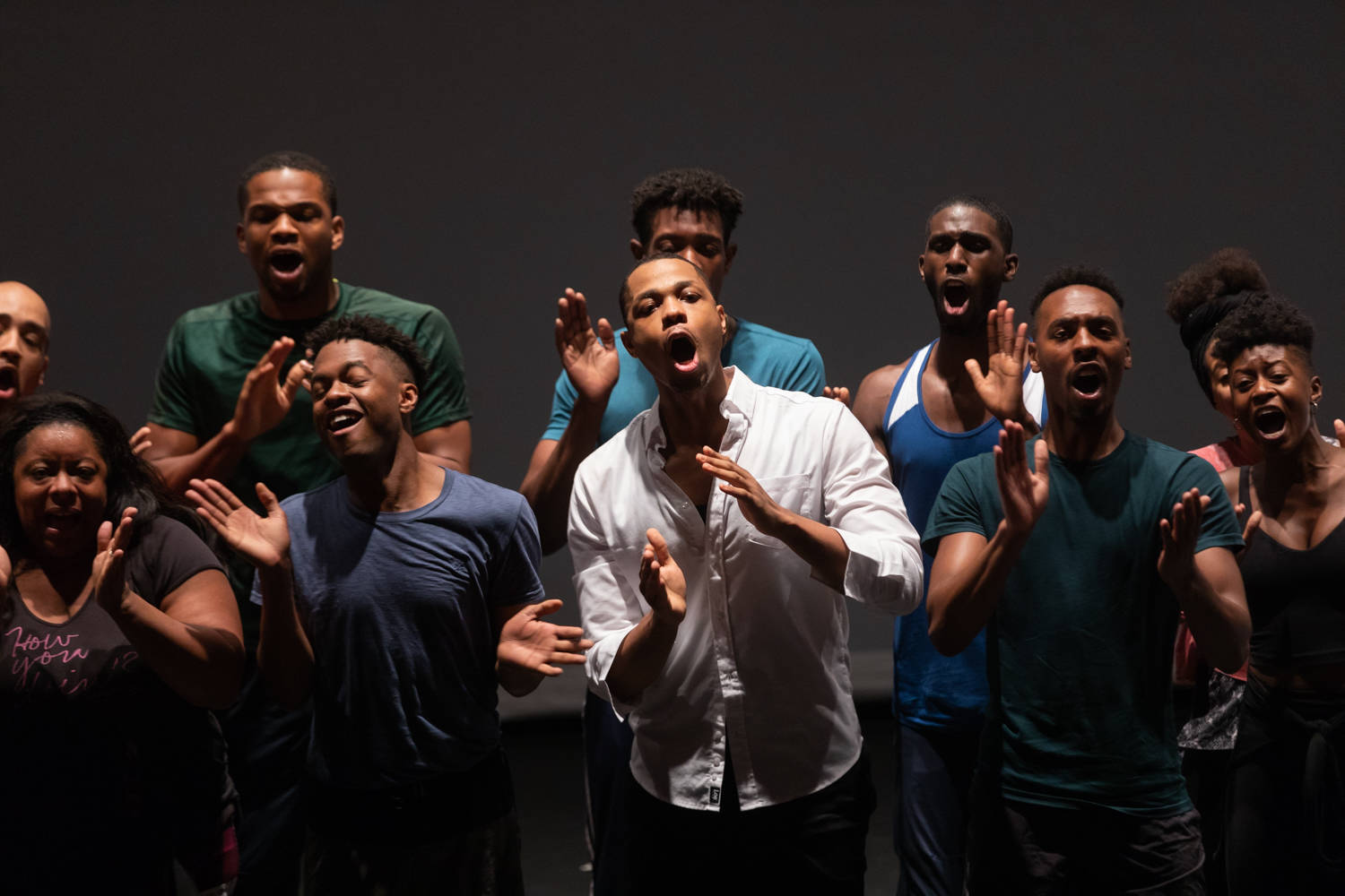 The cast of The Black Clown in rehearsal.