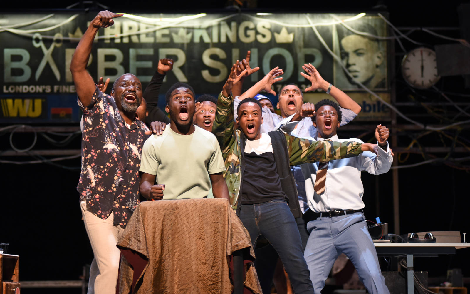 The ensemble of Barber Shop Chronicles.