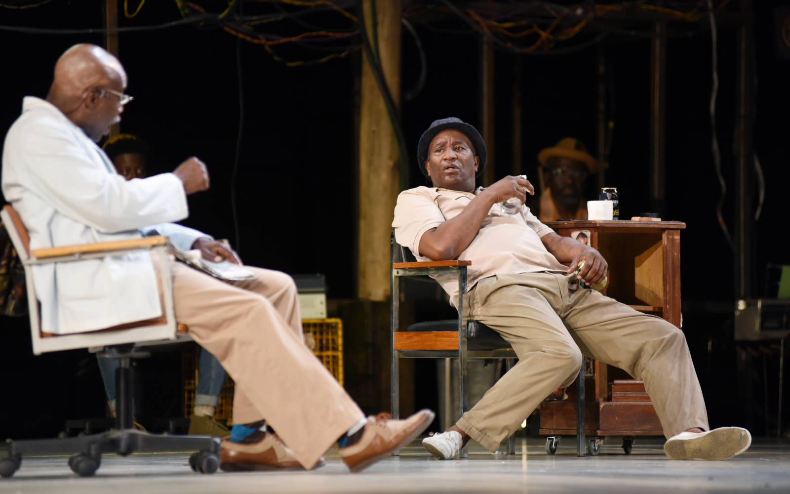 Maynard Eziashi and Patrice Naimbana in Barber Shop Chronicles.