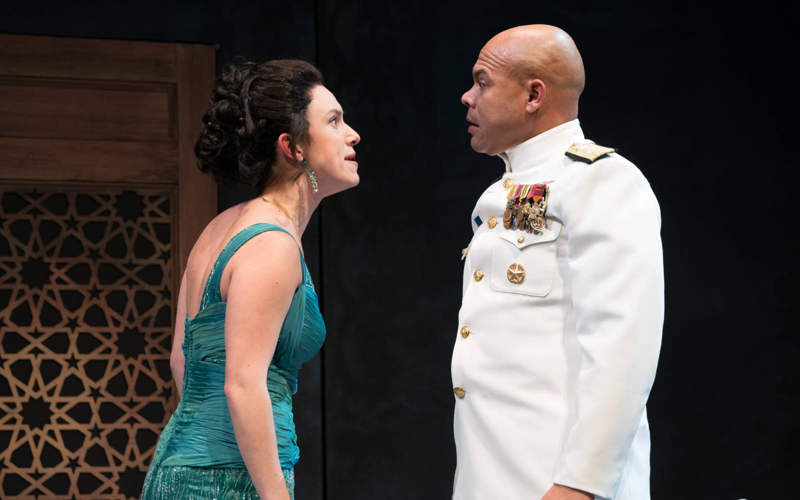 Alejandra Escalante (Desdemona) and Chris Butler (Othello) in Othello.