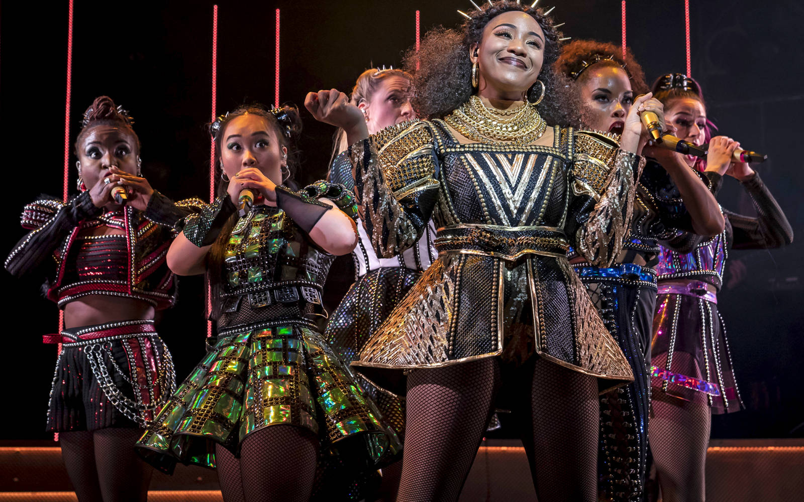 Catherine of Aragon (Adrianna Hicks, at center) performs “No Way” in SIX