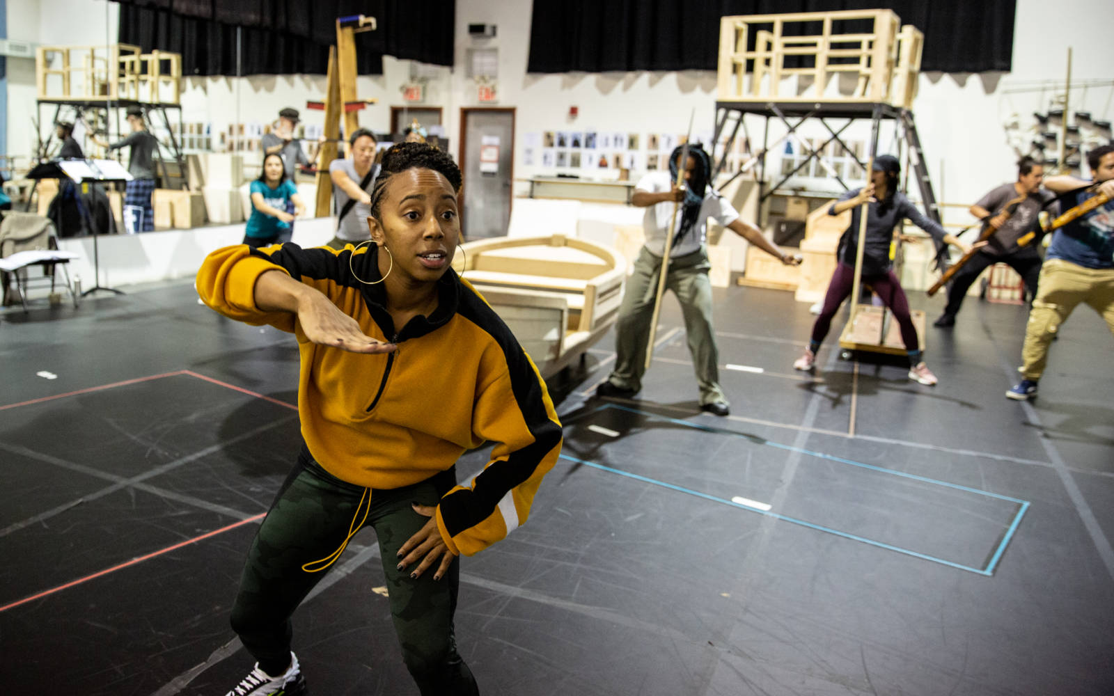 Choreographer Chanel DaSilva leads the cast of Moby-Dick in rehearsal.