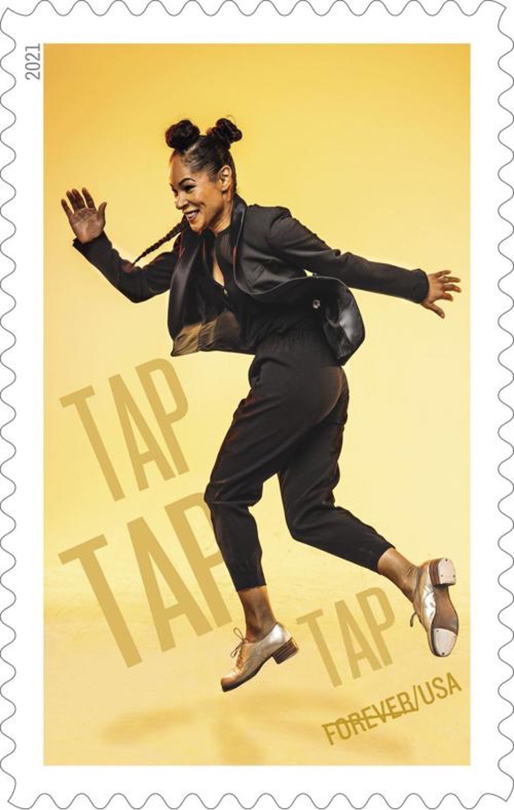 Postage stamp featuring Ayodele Casel.